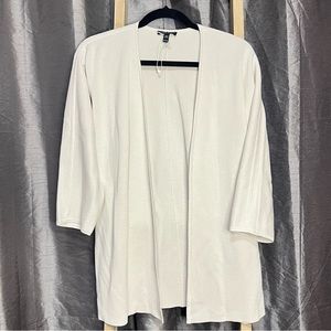 Eileen fisher silk organic cotton lightweight shaped knit open front cardigan PM